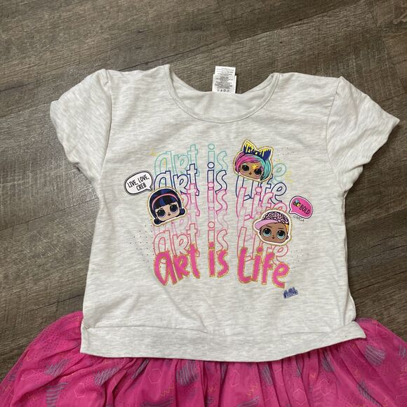 Girls L.O.L. Surprise shirt DRESS “Art is Life” PINK tutu Size XXL (18) EUC - Picture 6 of 11
